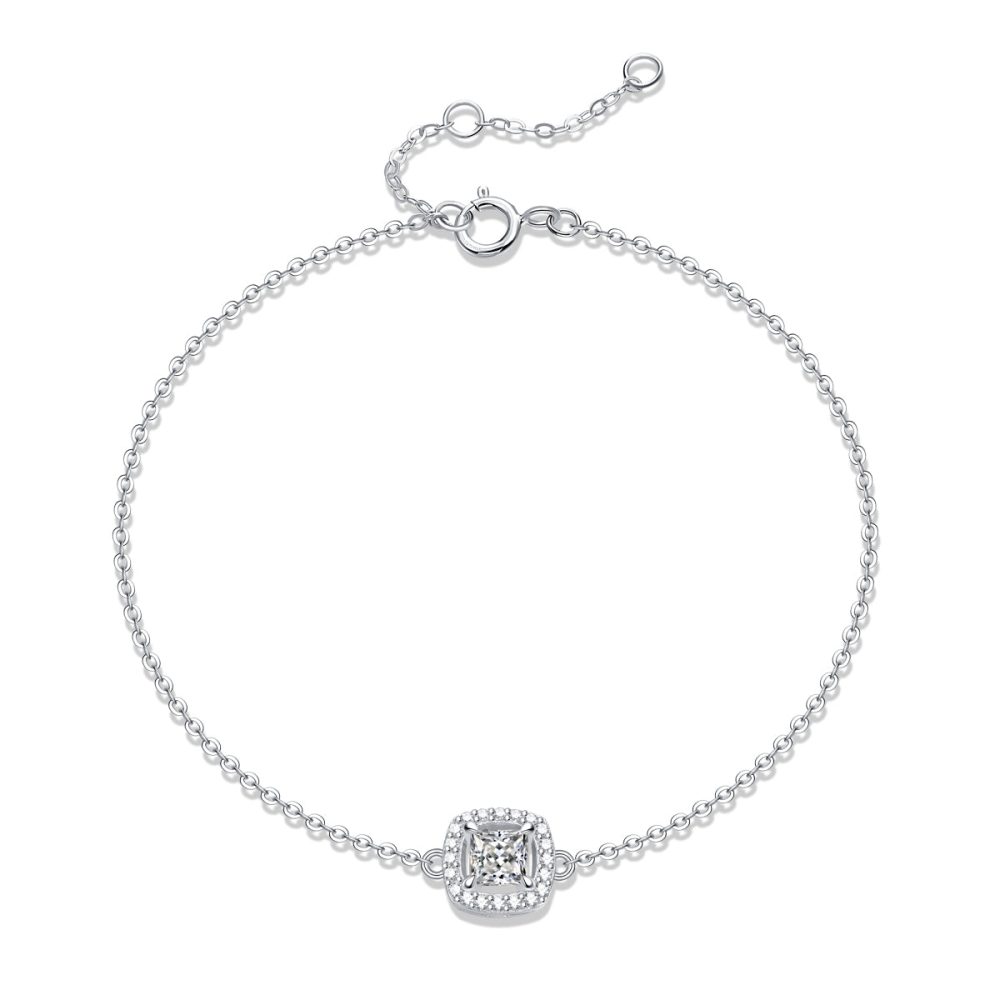 Square Halo Moissanite Bracelet 0.5ct